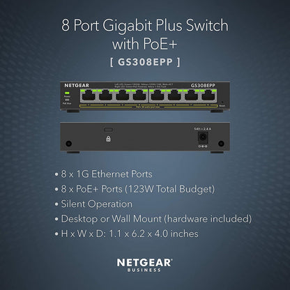 Netgear GS308EPP Desktop 8 Port Gigabit Switch